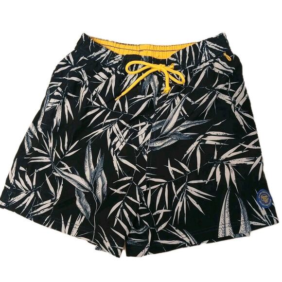 Banana Boat Swim Shorts Mens Sz S Black UV PRO Tropical Island Floral Beach - Picture 1 of 16